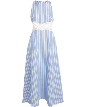 Sandro Cotton-Linen Lace-Trim Midi Dress - Blue