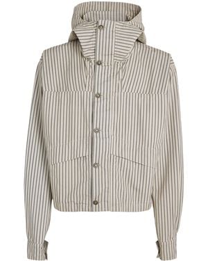 424 Cotton Stripe Cropped Parka Jacket - Gray
