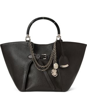 Ralph Lauren Leather Ralph Chain-Trim Tote Bag - Black