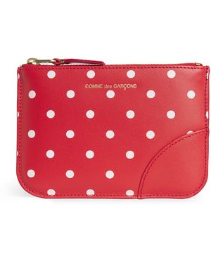 Comme des Garçons Leather Polka-Dot Zipped Pouch - Red