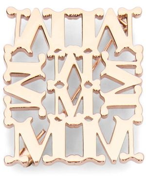 Max Mara Monogram Brooch - Natural