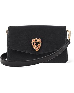 Aspinal of London Velvet Eliza Clutch Bag - Black