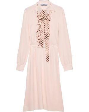 Prada Silk Embroidered Marocain Midi Dress - Pink