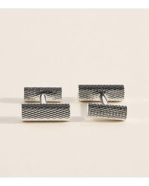 Babette Wasserman Rhodium-Plated Thread Bar Cufflinks - Natural