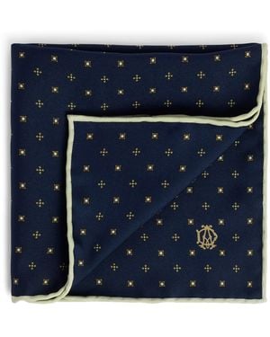 dunhill Mulberry Silk Geometric Pocket Square - Blue