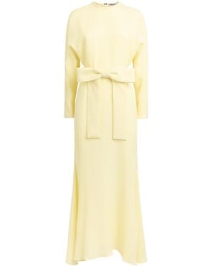 Edeline Lee Textured Bow-Detail Maxi Dress - Yellow