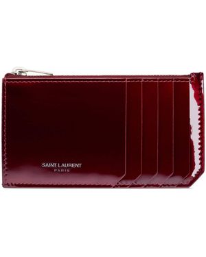 Saint Laurent Patent Leather Zipped Coin And Card Holder - Red