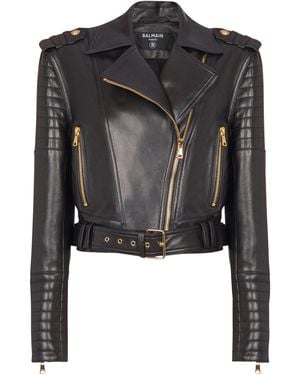 Balmain Leather Biker Jacket - Black