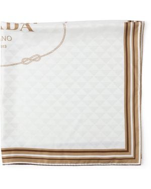 Prada Silk Twill Jacquard Scarf - White