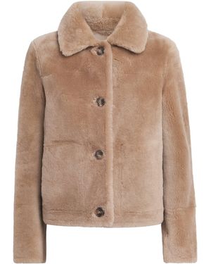 Yves Salomon Shearling Pea Jacket - Brown