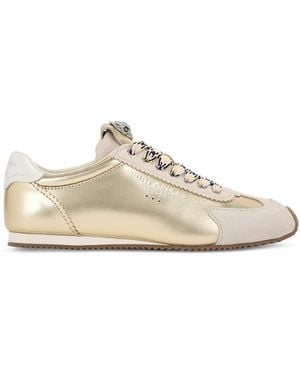 Kurt Geiger Metallic Leather Islington Low-Top Sneakers - Natural