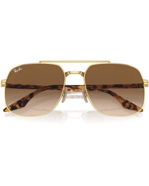 Ray-Ban Metal Rounded Aviator Sunglasses - Brown