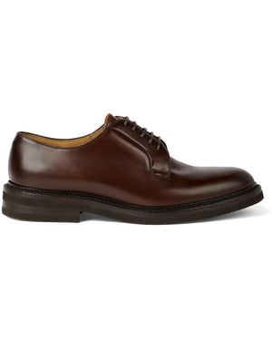 Brunello Cucinelli Aged Calfskin Derby Shoes - Brown