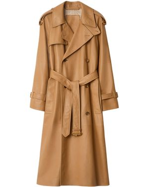 Burberry Long Leather Castleford Trench Coat - Natural