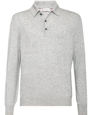 Brunello Cucinelli Cashmere Long-Sleeve Polo Jumper - Grey
