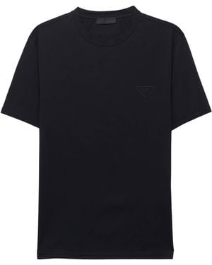 Prada Stretch-Cotton Triangle T-Shirt - Black