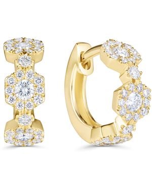 David Morris And Diamond Triolette Hexagon Hoop Earrings - Metallic