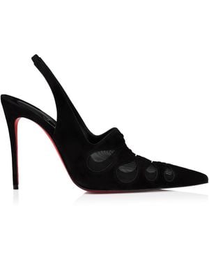 Christian Louboutin Circus Max Suede-Mesh Slingback Pumps 100 - Black
