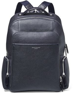 Aspinal of London Pebbled Leather Reporter Zipped Backpack - Blue
