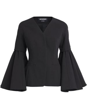 Jacquemus Wool-Linen-Blend Paysan Blazer - Black