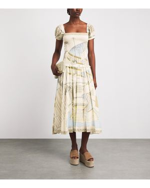 tory burch flared cotton silk dress Tory Burch Flared Cotton Silk Dress | Blue