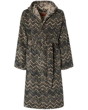 Missoni Towelling Zigzag Azul Robe - Grey