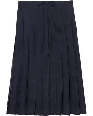 Prada Silk Pleated Midi Skirt - Blue