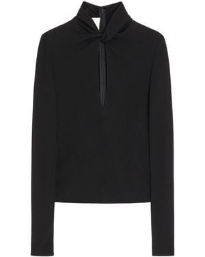 Valentino Keyhole Long-Sleeve Top - Black
