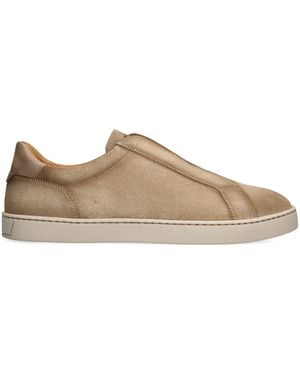 Magnanni Leather Slip-On Trainers - Brown