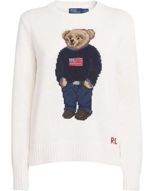 Polo Ralph Lauren Linen-Cotton Polo Bear Jumper - White