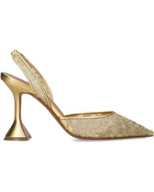 AMINA MUADDI Lace Holli Slingback Heels 95 - Metallic