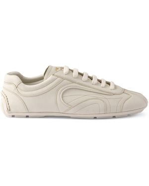 Prada Nappa Leather Antiqued Trainers - Natural