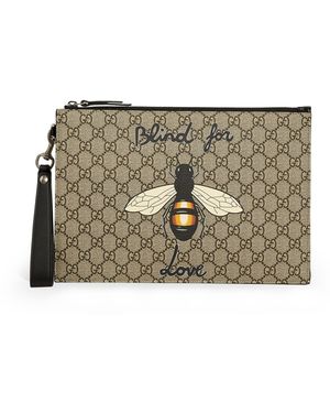 Gucci Bestiary Pouch With Bee - Natural