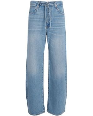 FRAME The Bow High-Rise Barrel-Leg Jeans - Blue