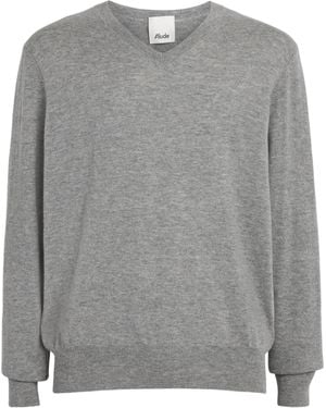 Allude Cashmere V-Neck Sweater - Gray