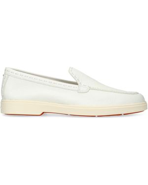 Santoni Leather Yalta Loafers - White