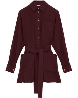 Loewe Silk-Blend Belted Blouse - Red