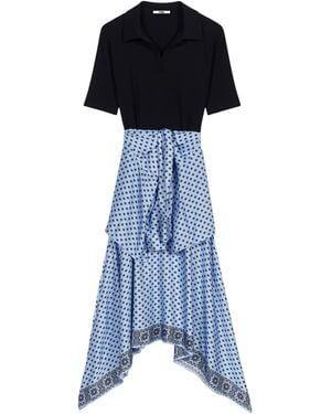 Maje Printed Midi Shirt Dress - Blue
