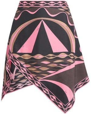 PUCCI Silk Printed Scarf Mini Skirt - Red