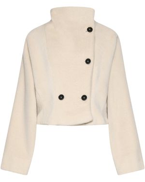 Marella Alpaca-Virgin Wool Short Trench Coat - Natural