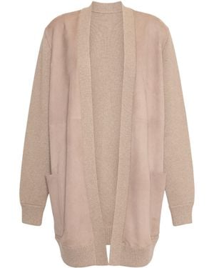 Max Mara Wool-Cashmere-Suede Cardigan - Natural