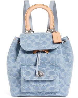 COACH Denim Signature Canvas Backpack - Blue