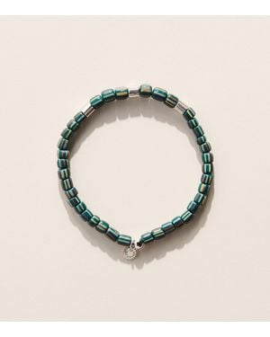 Tateossian Rhodium-Plated Sterling Rigato Java Beaded Bracelet - Metallic