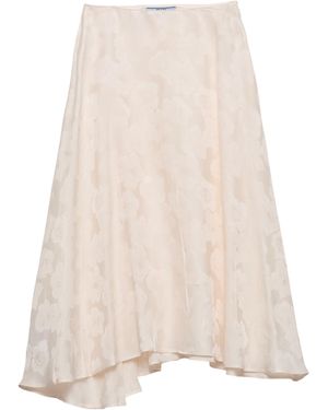 Prada Jacquard Floral Midi Skirt - Natural