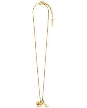 Saint Laurent Cassandre Heart Necklace - White