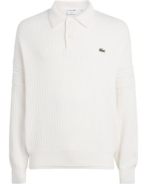 Lacoste Cotton Ribbed Polo Jumper - White