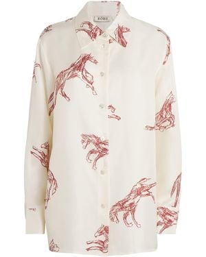 Rohe Silk Horse Print Oversized Shirt - White