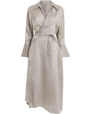 Palmer//Harding Stripe Drift Midi Shirt Dress - Grey