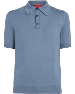 Isaia Cashmere-Silk Knit Polo Shirt - Blue