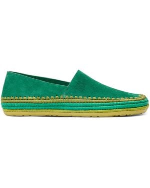 Loewe X Paula's Ibiza Suede Raffia-Trim Rio Slippers - Green